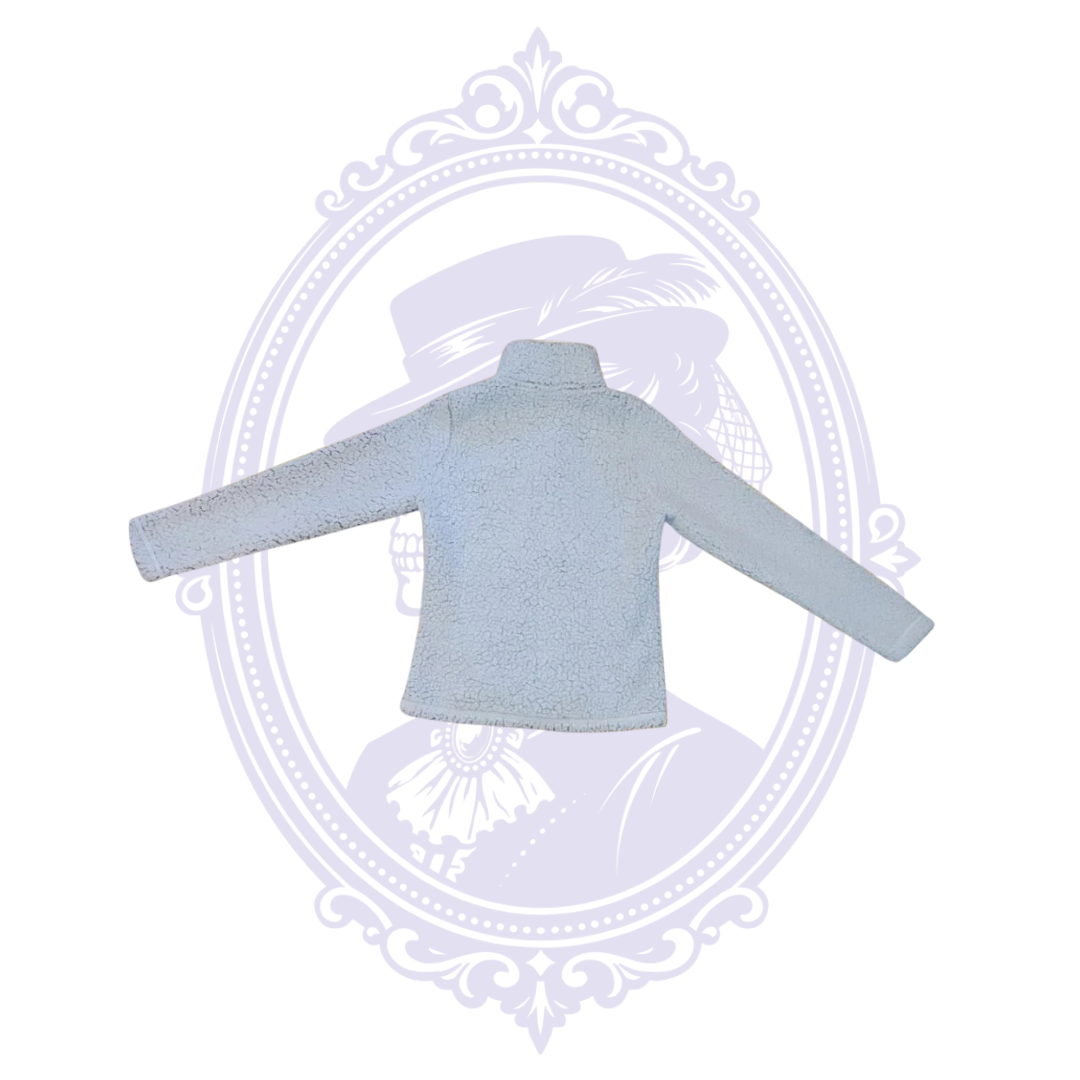Full back view of light gray Pittsburgh Steelers sherpa fleece jacket.