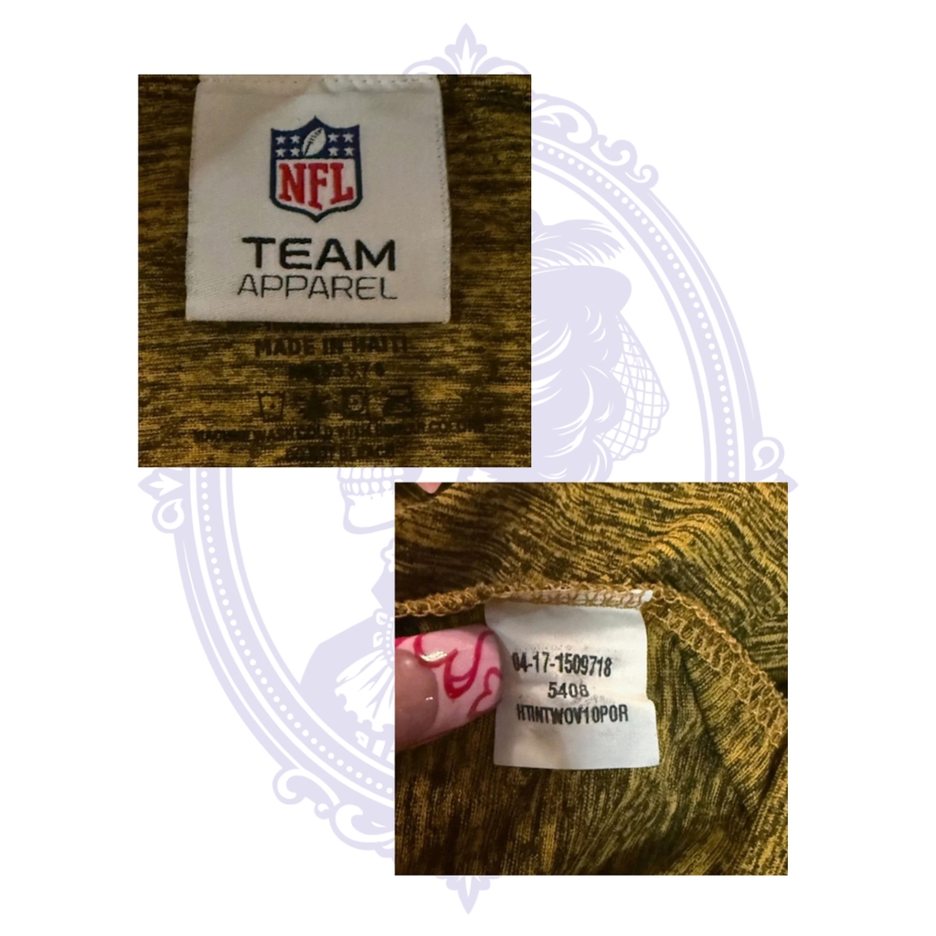 NFL Team Apparel and Augusta Sportswear identification labels inside Pittsburgh Steelers performance polo.