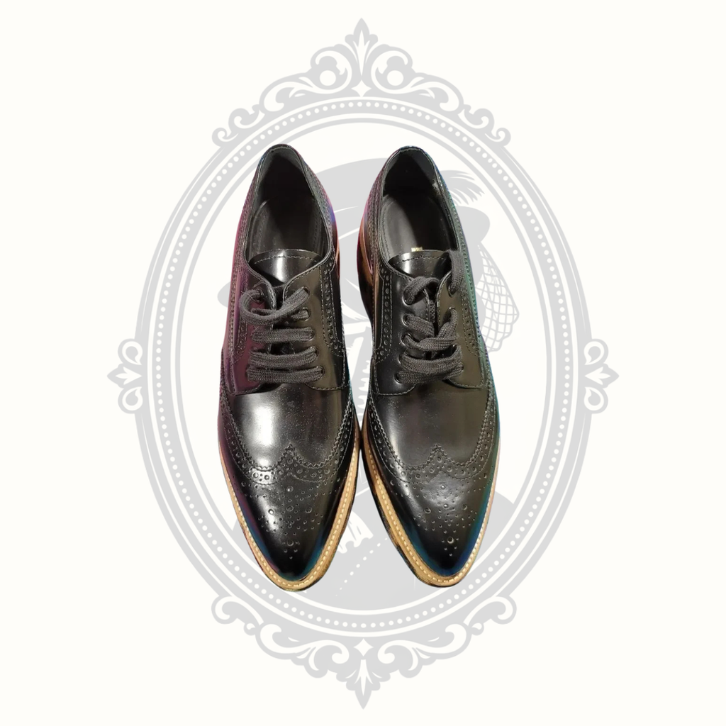 Prada Black Leather Leopard Platform Brogue Shoes – EU 40.5 – Never Worn
