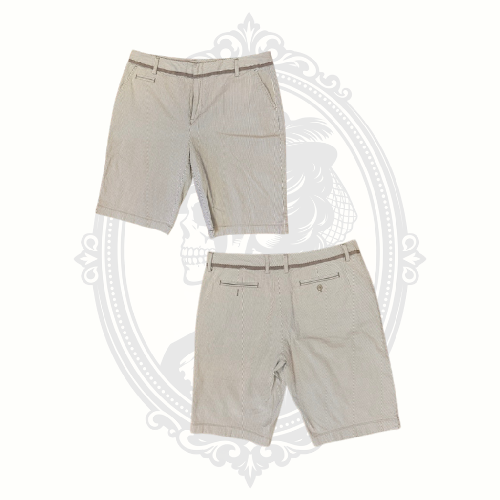 Preswick & Moore Sport Women's Pinstripe Bermuda Shorts Size 16 Cotton Stretch