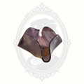 Purple iridescent glass catchall bowl with reflective finish and vintage-inspired decorative style.