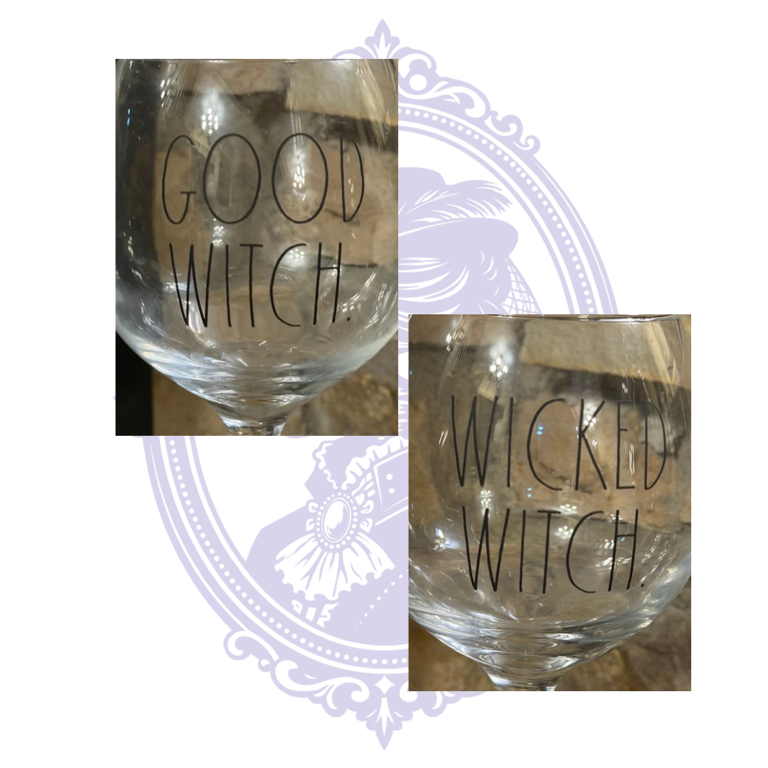Good Witch and Wicked Witch lettering details