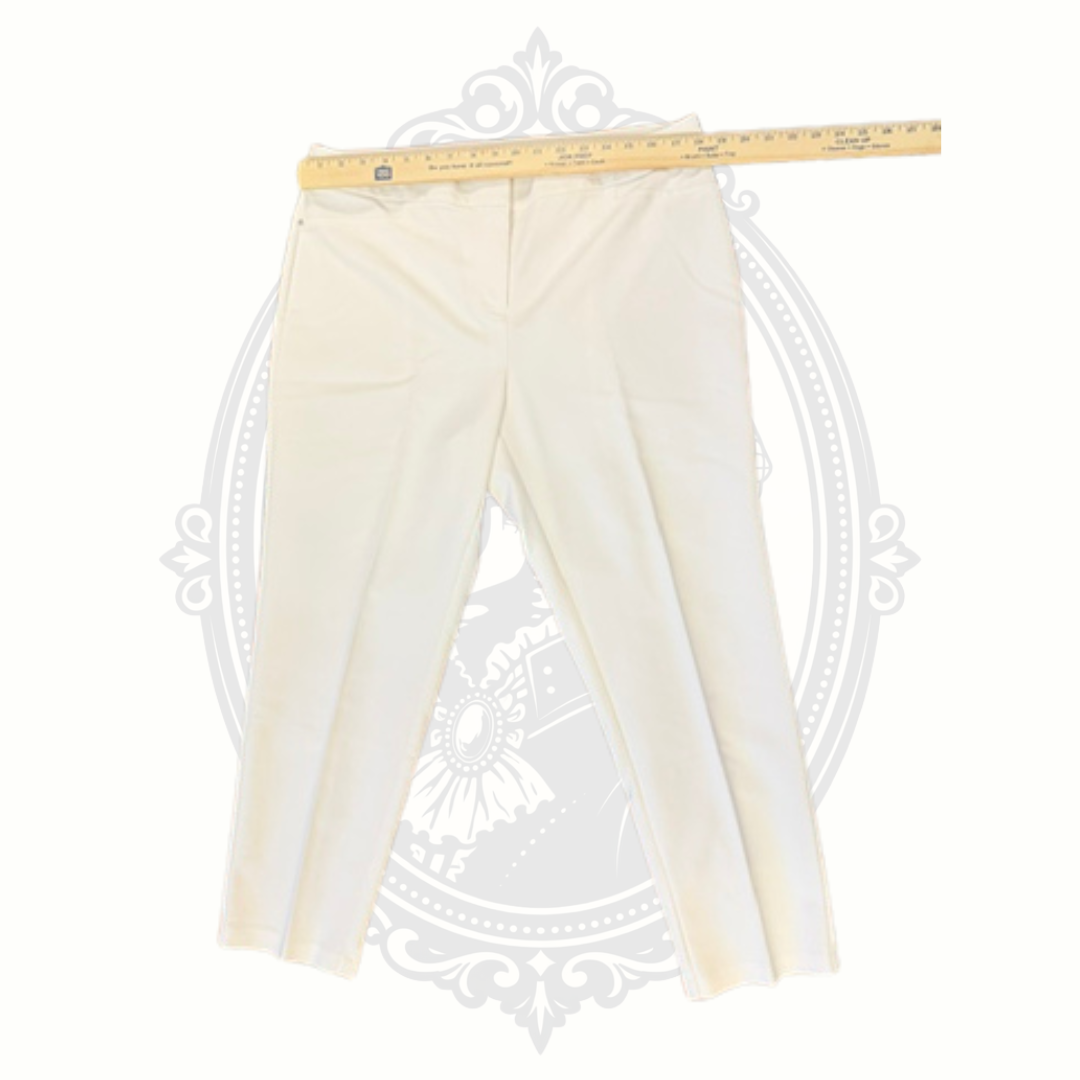 Rafaella Curvy White Ankle Pants Women's Size 14 Stretch Career Casual