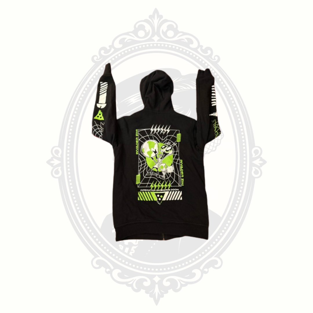 Reversible Invader Zim GIR Zip Hoodie Nickelodeon 2-in-1 Graphic Sweatshirt