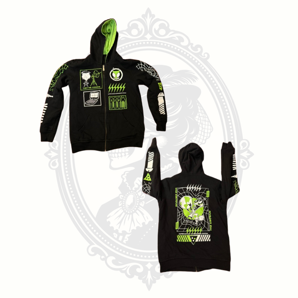 Reversible Invader Zim GIR Zip Hoodie Nickelodeon 2-in-1 Graphic Sweatshirt