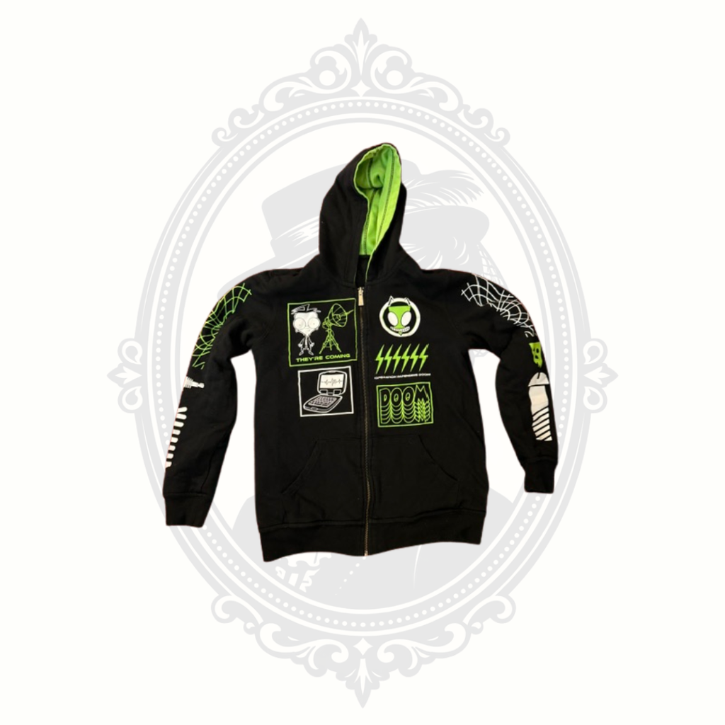Reversible Invader Zim GIR Zip Hoodie Nickelodeon 2-in-1 Graphic Sweatshirt