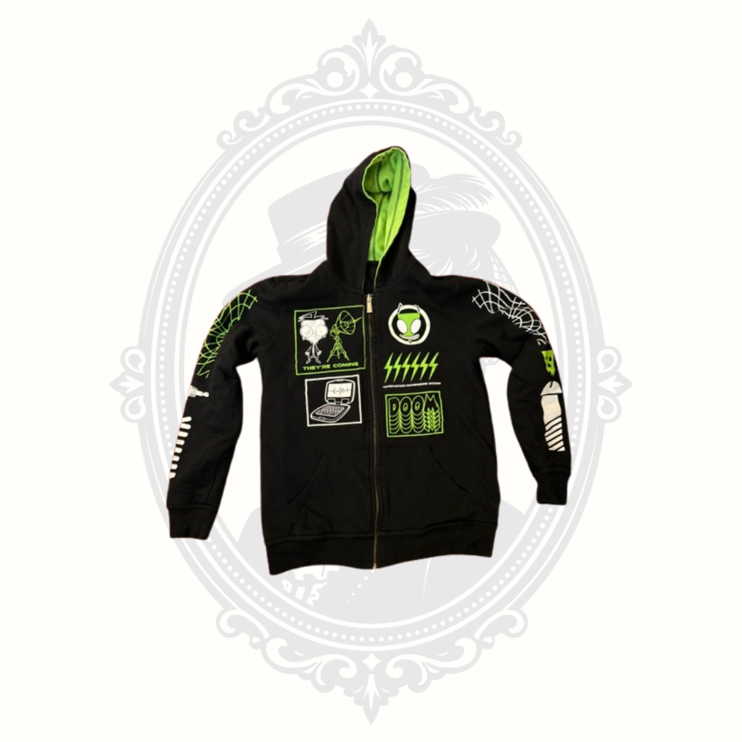 Reversible Invader Zim GIR Zip Hoodie Nickelodeon 2-in-1 Graphic Sweatshirt