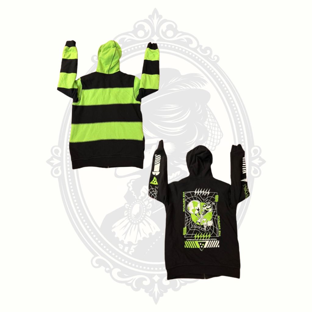 Reversible Invader Zim GIR Zip Hoodie Nickelodeon 2-in-1 Graphic Sweatshirt
