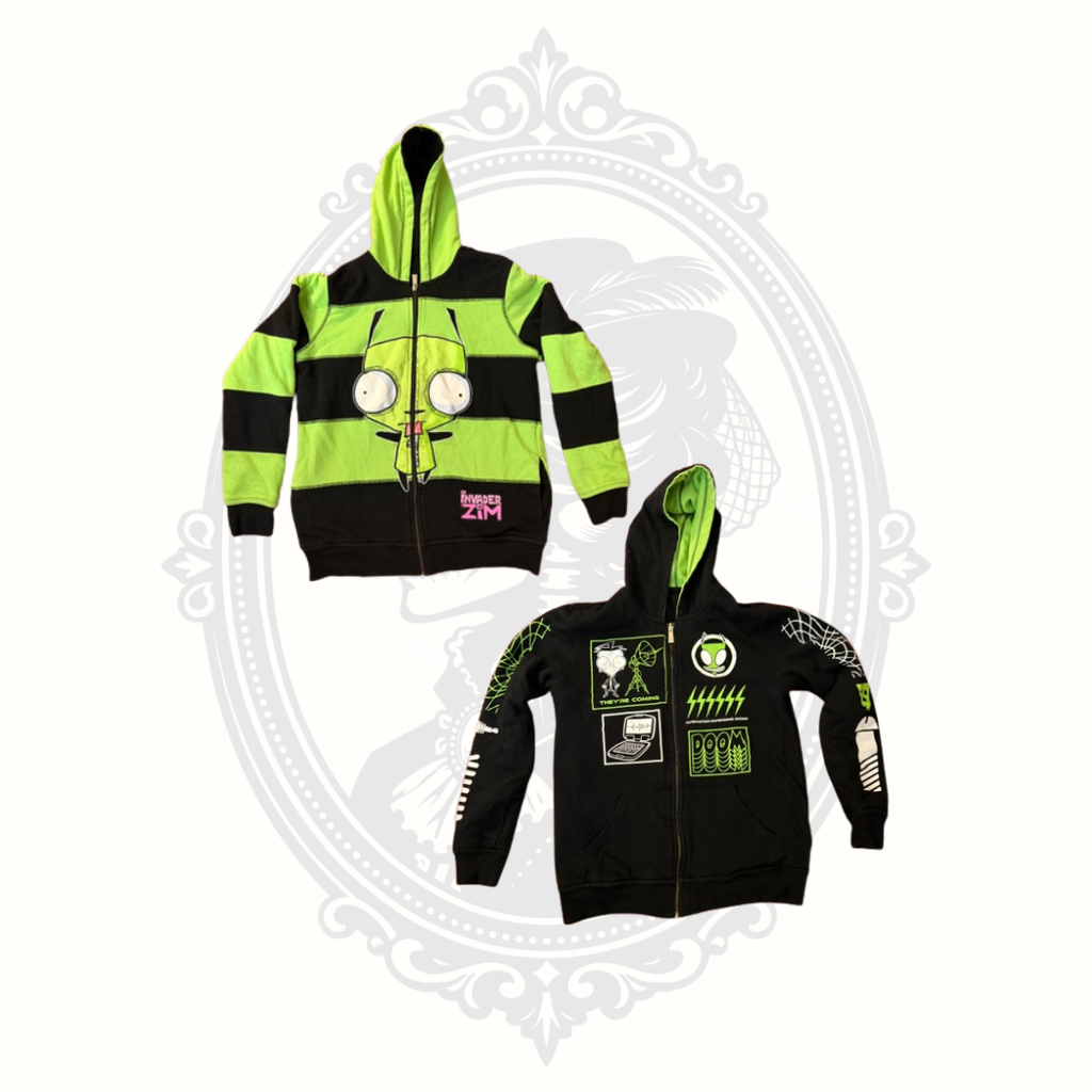 Reversible Invader Zim GIR Zip Hoodie Nickelodeon 2-in-1 Graphic Sweatshirt