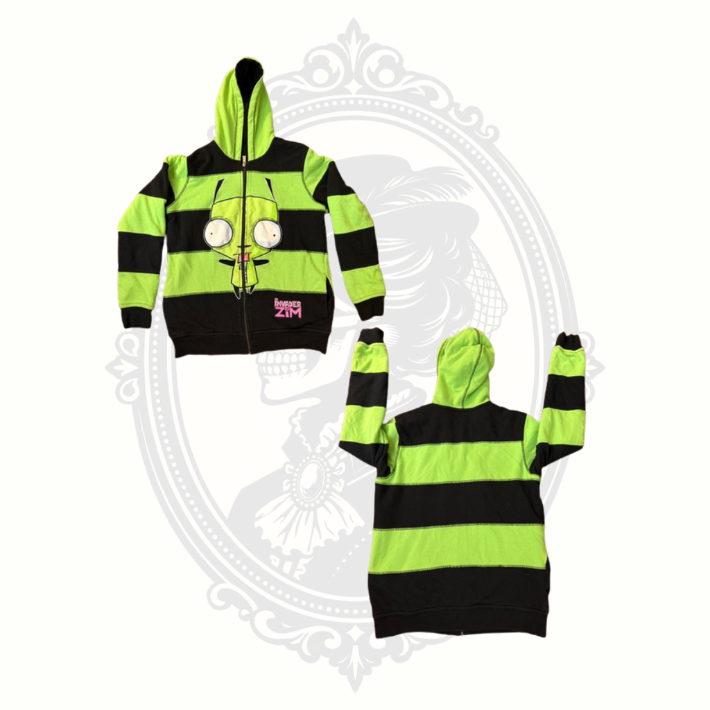 Reversible Invader Zim GIR Zip Hoodie Nickelodeon 2-in-1 Graphic Sweatshirt