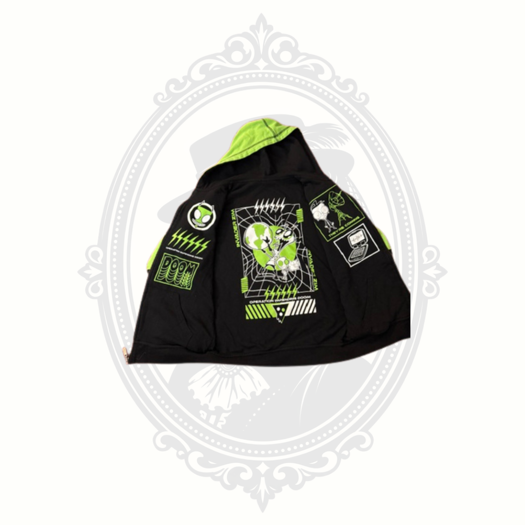 Reversible Invader Zim GIR Zip Hoodie Nickelodeon 2-in-1 Graphic Sweatshirt