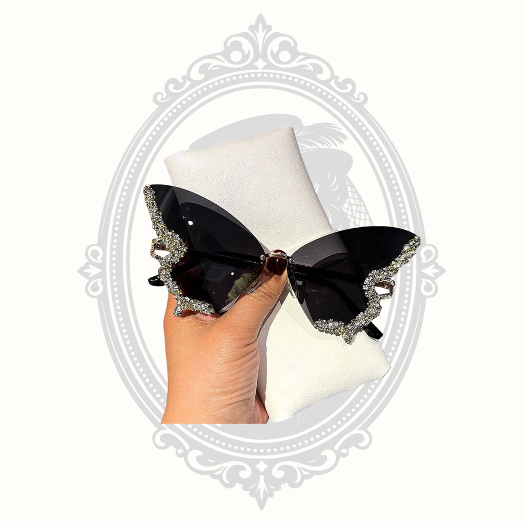 Rhinestone Butterfly Cat Eye UV400 Fashion Sunglasses Multiple Lens Colors