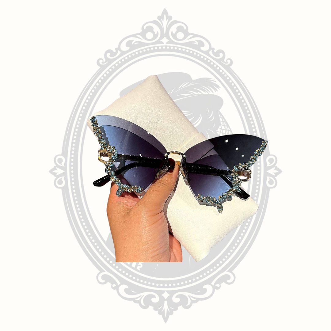 Rhinestone Butterfly Cat Eye UV400 Fashion Sunglasses Multiple Lens Colors