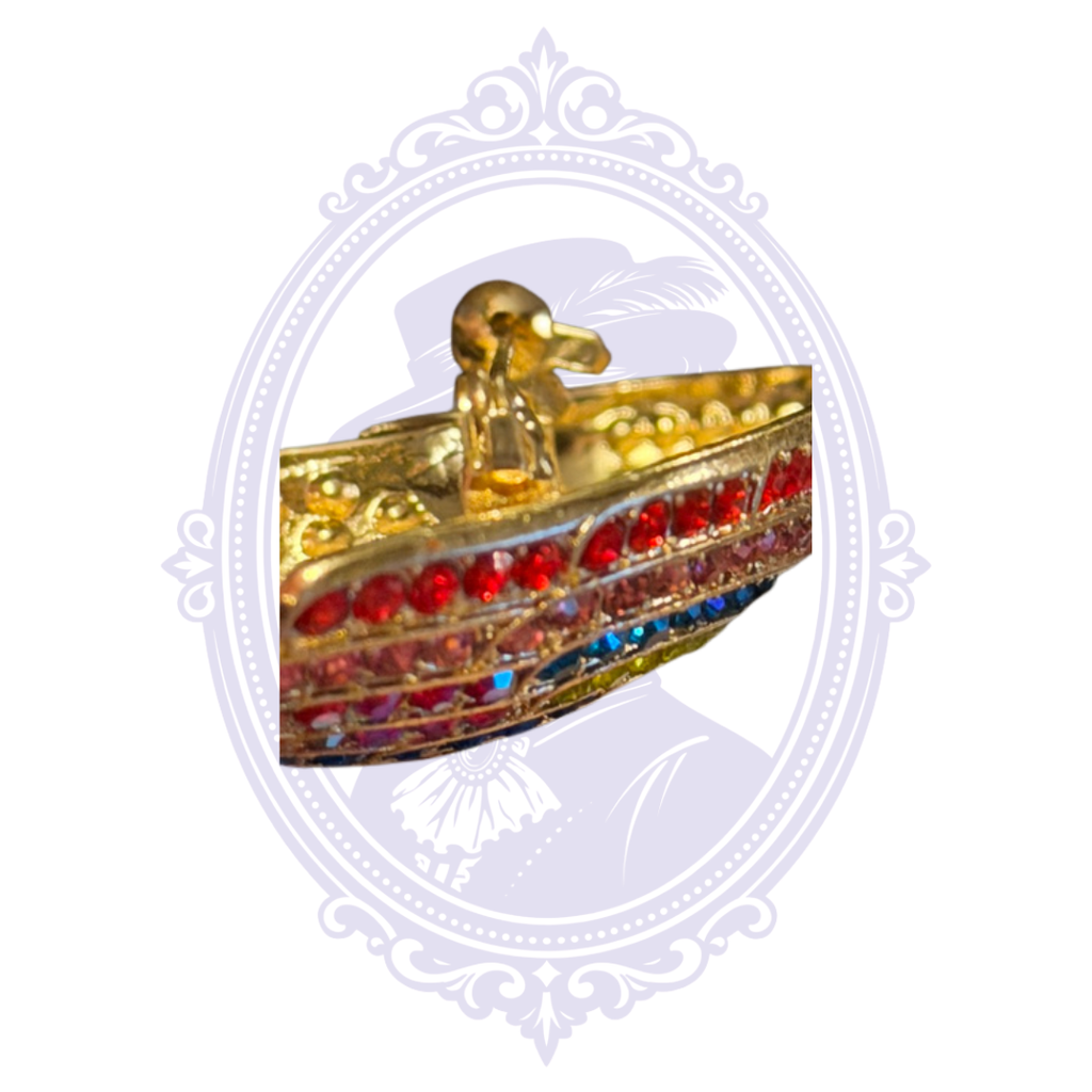 Oversized Multicolor Rhinestone Parrot Statement Brooch – Gold Tone