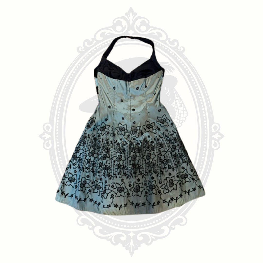 Roberta Girls Sage Green Embroidered Halter Dress Size 7/8