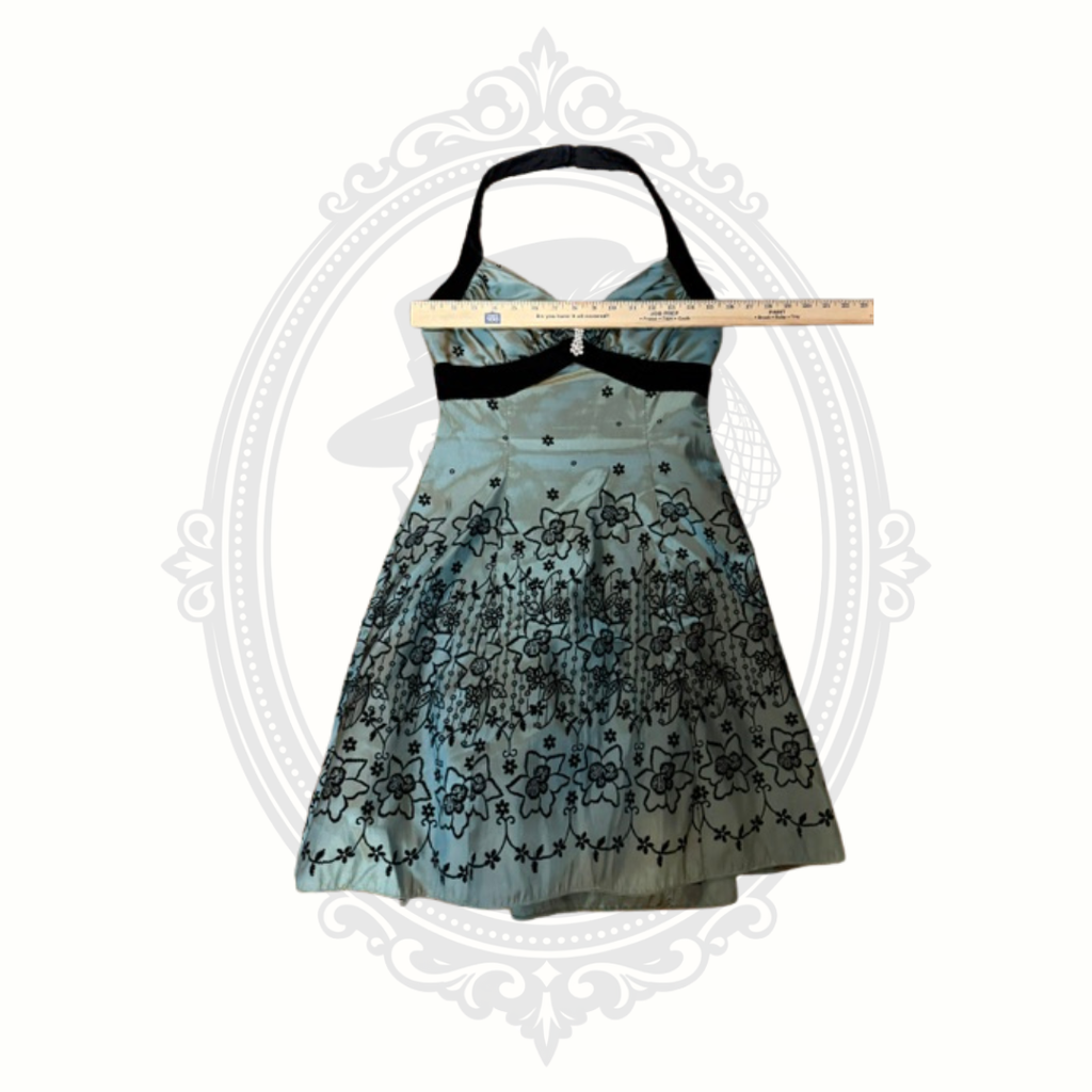 Roberta Girls Sage Green Embroidered Halter Dress Size 7/8