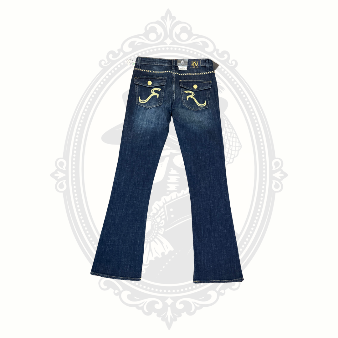 Rock and Republic jeans back view with embellished pocket stitching