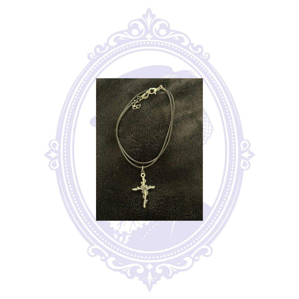 Cupboard Crafted Rose Cross Gothic Necklace – Silver Tone Finish Options