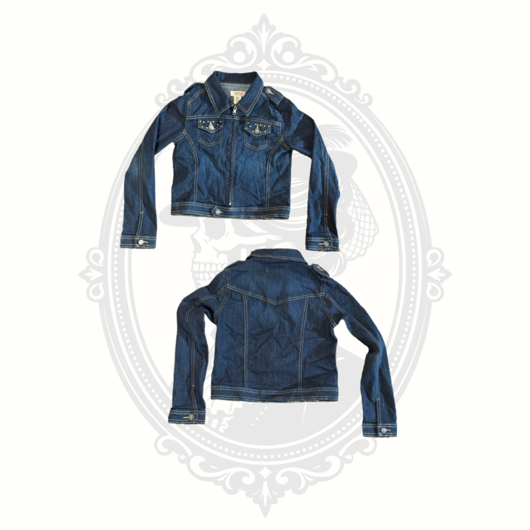 route-66-girls-dark-wash-denim-jacket-size-10-12-front-and-back-image