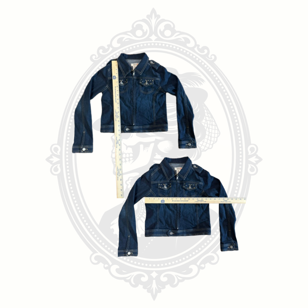route-66-girls-dark-wash-denim-jacket-size-10-12-measurements