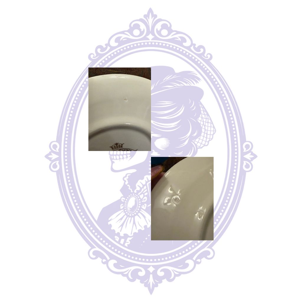 Close-ups of original manufacturing glaze marks, not chips