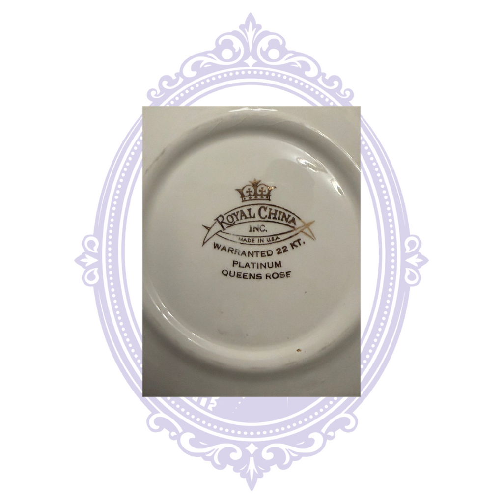Royal China USA Queen's Rose warranted 22 KT platinum backstamp