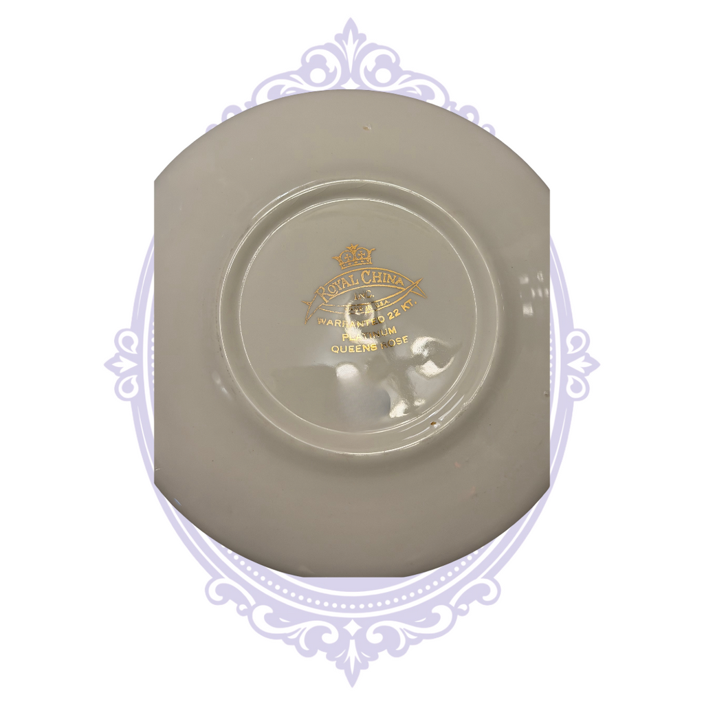 Underside of plate with Royal China gold maker's mark