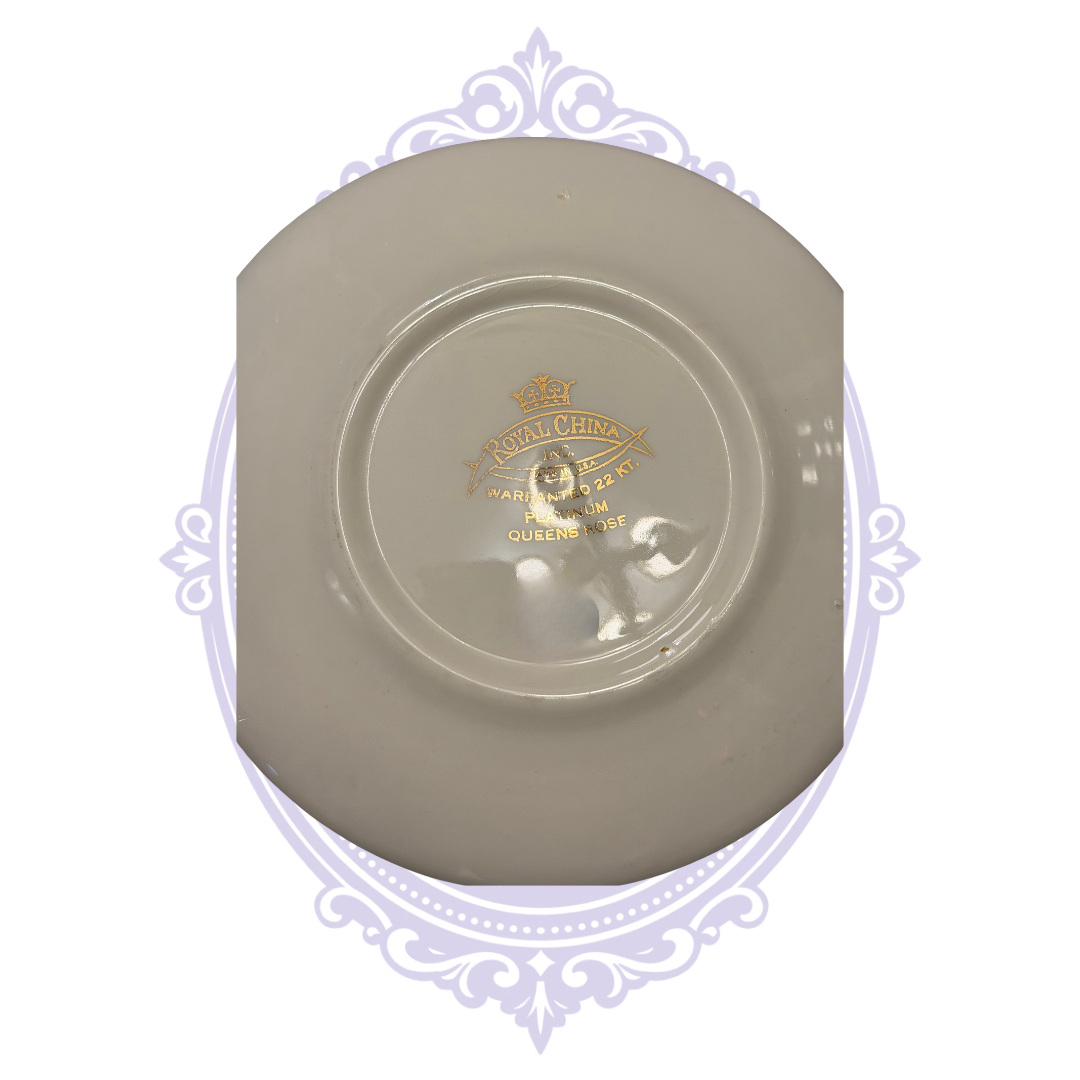 Underside of plate with Royal China gold maker's mark
