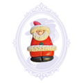 Vintage-style Santa Claus Christmas brooch pin with red suit, white beard and black boots, whimsical holiday jewelry.