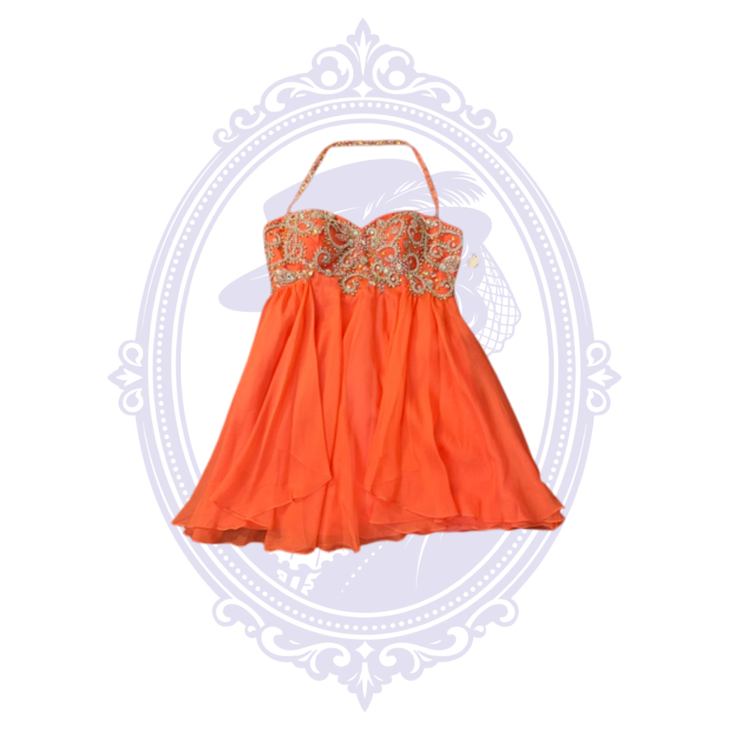 Sherri Hill 3878 Coral Beaded Chiffon Cocktail Dress Size 12 – NWT