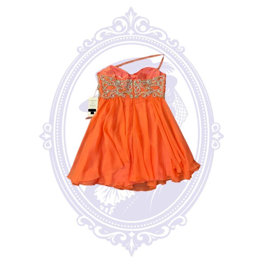 Sherri Hill 3878 Coral Beaded Chiffon Cocktail Dress Size 12 – NWT