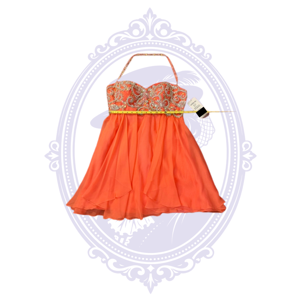 Sherri Hill 3878 Coral Beaded Chiffon Cocktail Dress Size 12 – NWT