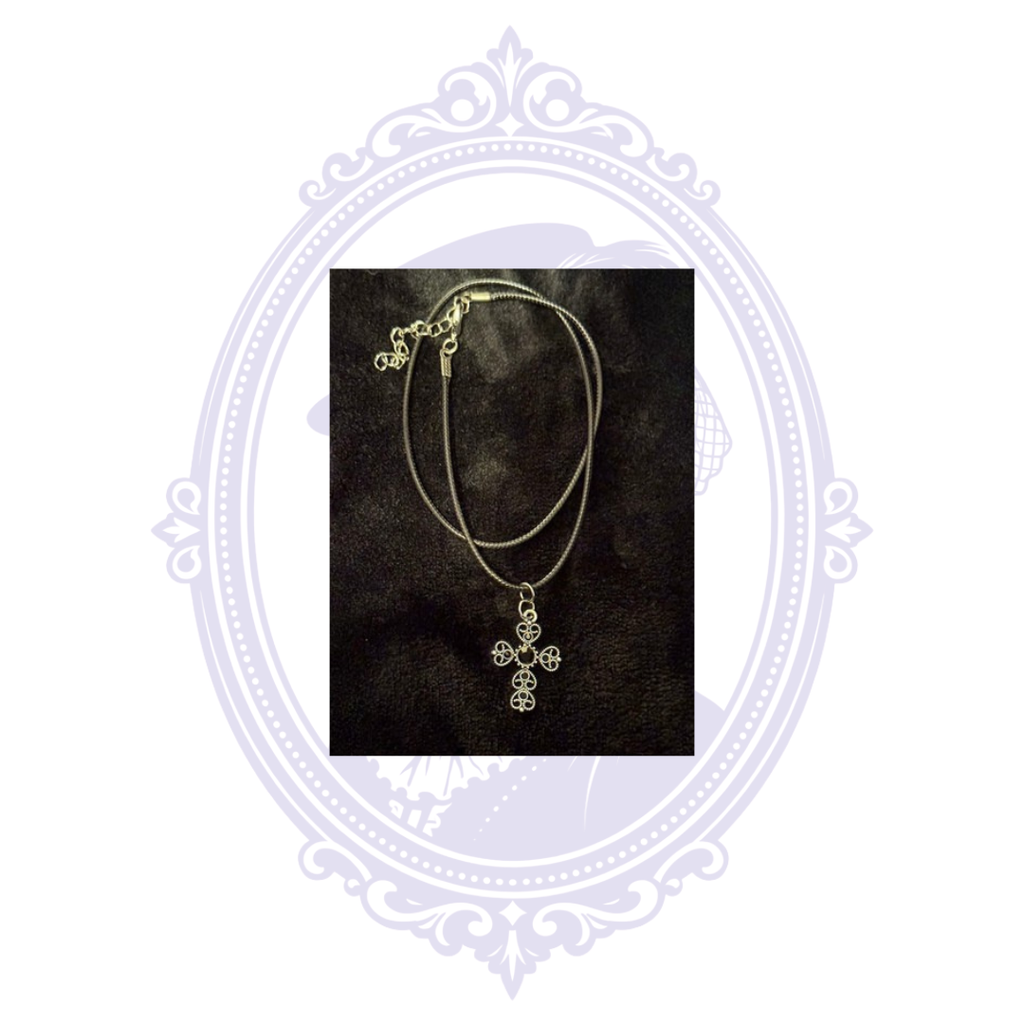 Cupboard Crafted Filigree Cross Gothic Necklace – Black or Silver Tone