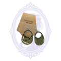 Silver-tone hammered open oval dangle earrings with textured edging and French hook ear wires.