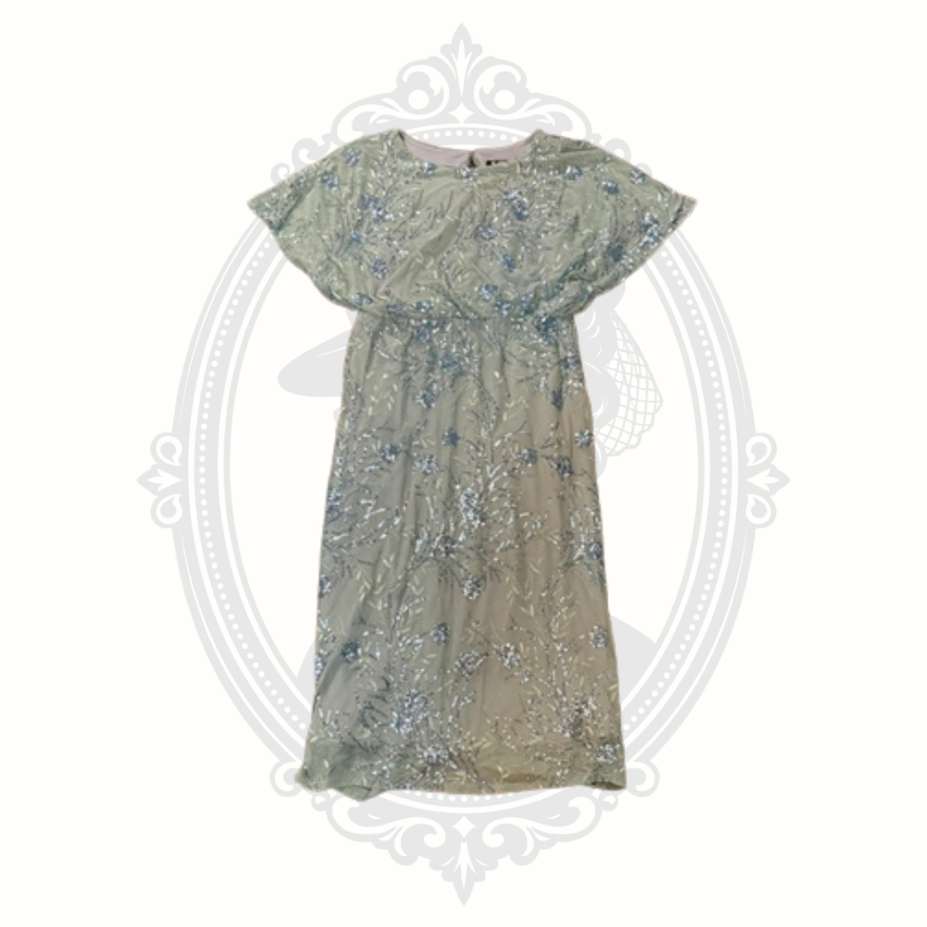 SLNY Women's Sage Green Beaded Flutter Sleeve Cocktail Dress Size 14P Petite