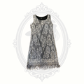 SLNY Silver Metallic Lace Fringe Sleeveless Shift Dress Size 18
