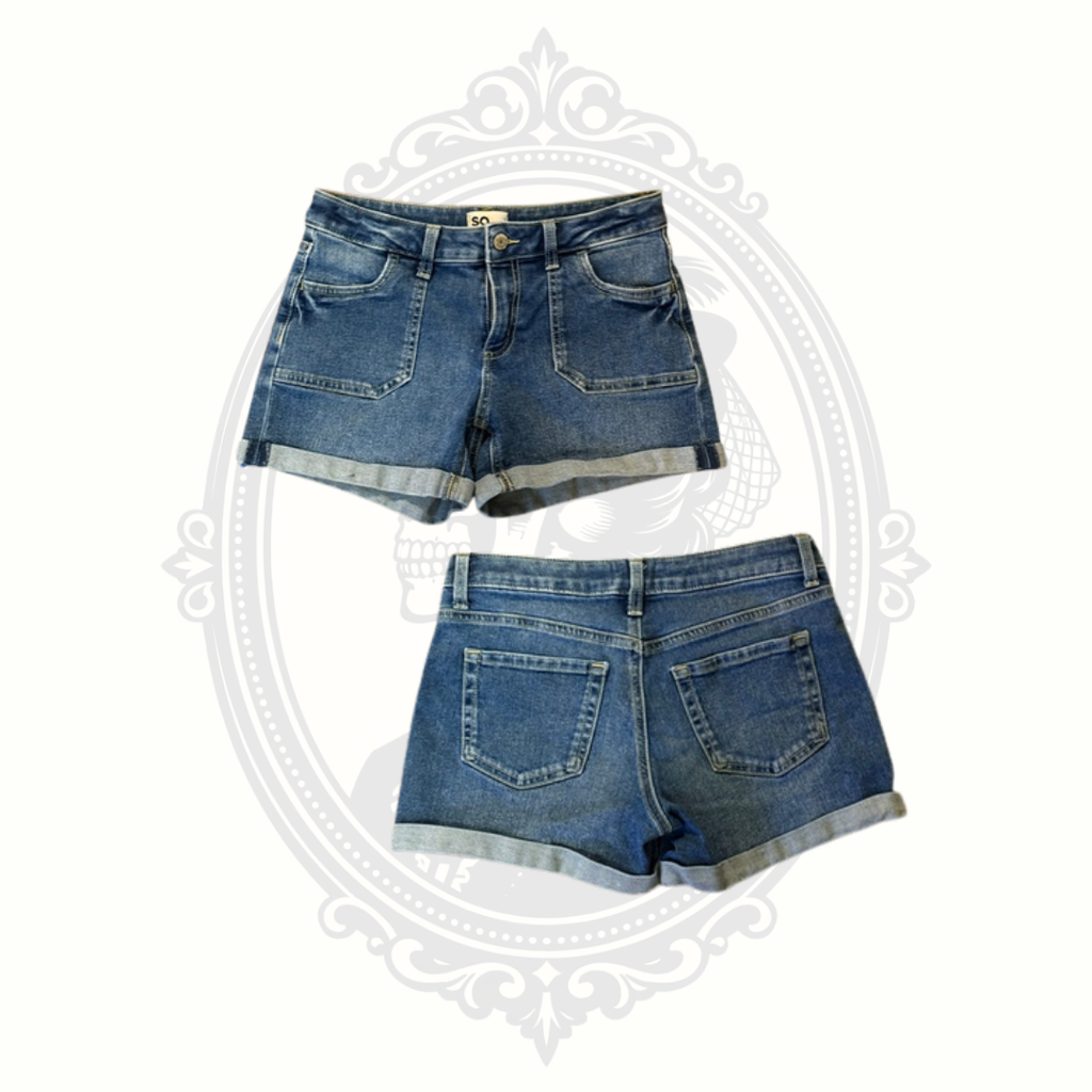 SO Medium Wash Cuffed Denim Shorts | Size 14