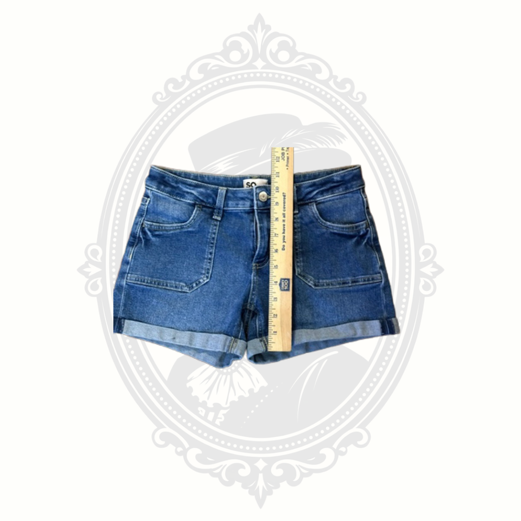 SO Medium Wash Cuffed Denim Shorts | Size 14