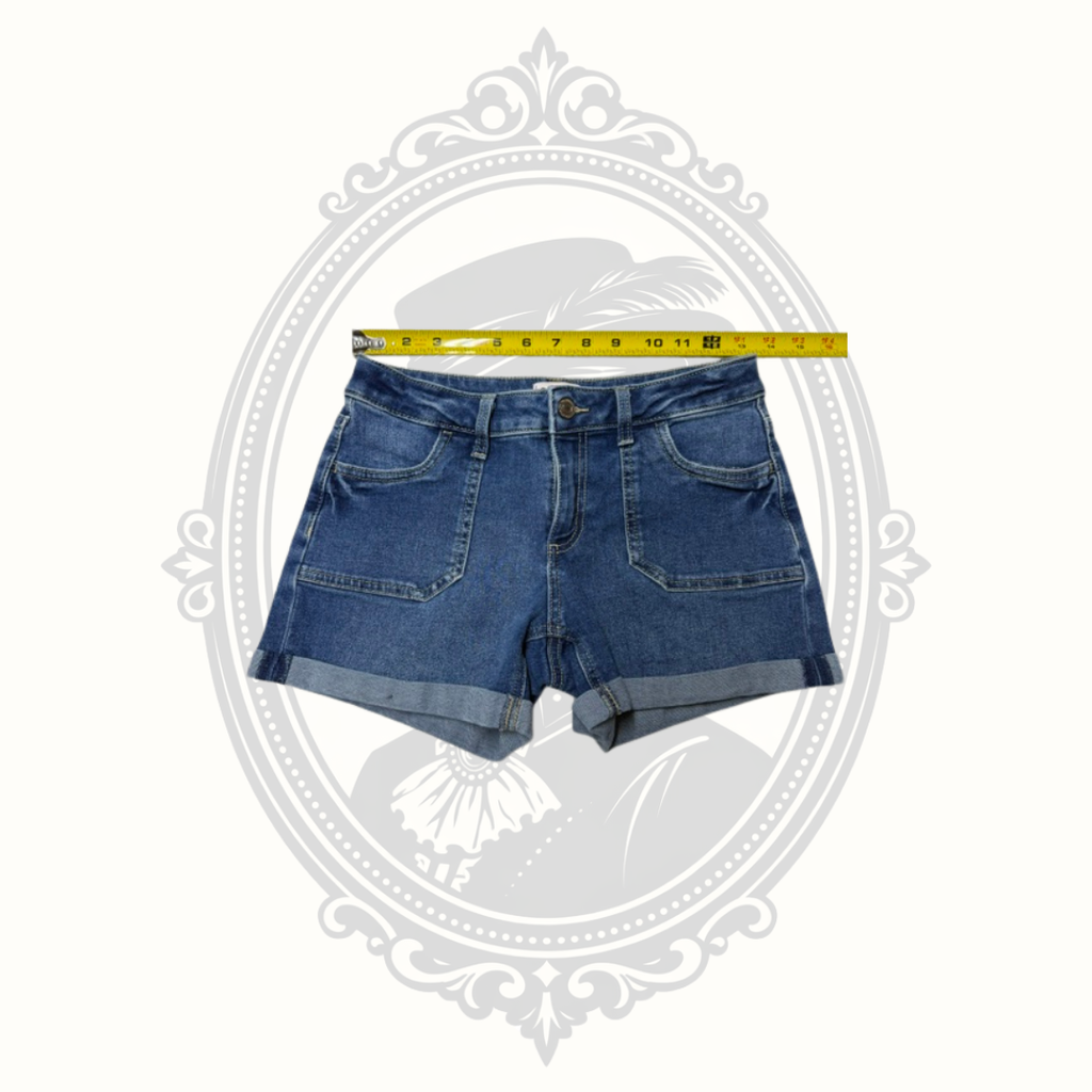 SO Juniors Cuffed Denim Shorts Size 14 Medium Wash Stretch High Rise