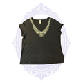 Studio 1940 Women's Black Embellished V-Neck Top – Size 18/20W