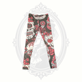 Women's XL Sugar Skull Rose Print Leggings | Gothic Floral Stretch Pants
