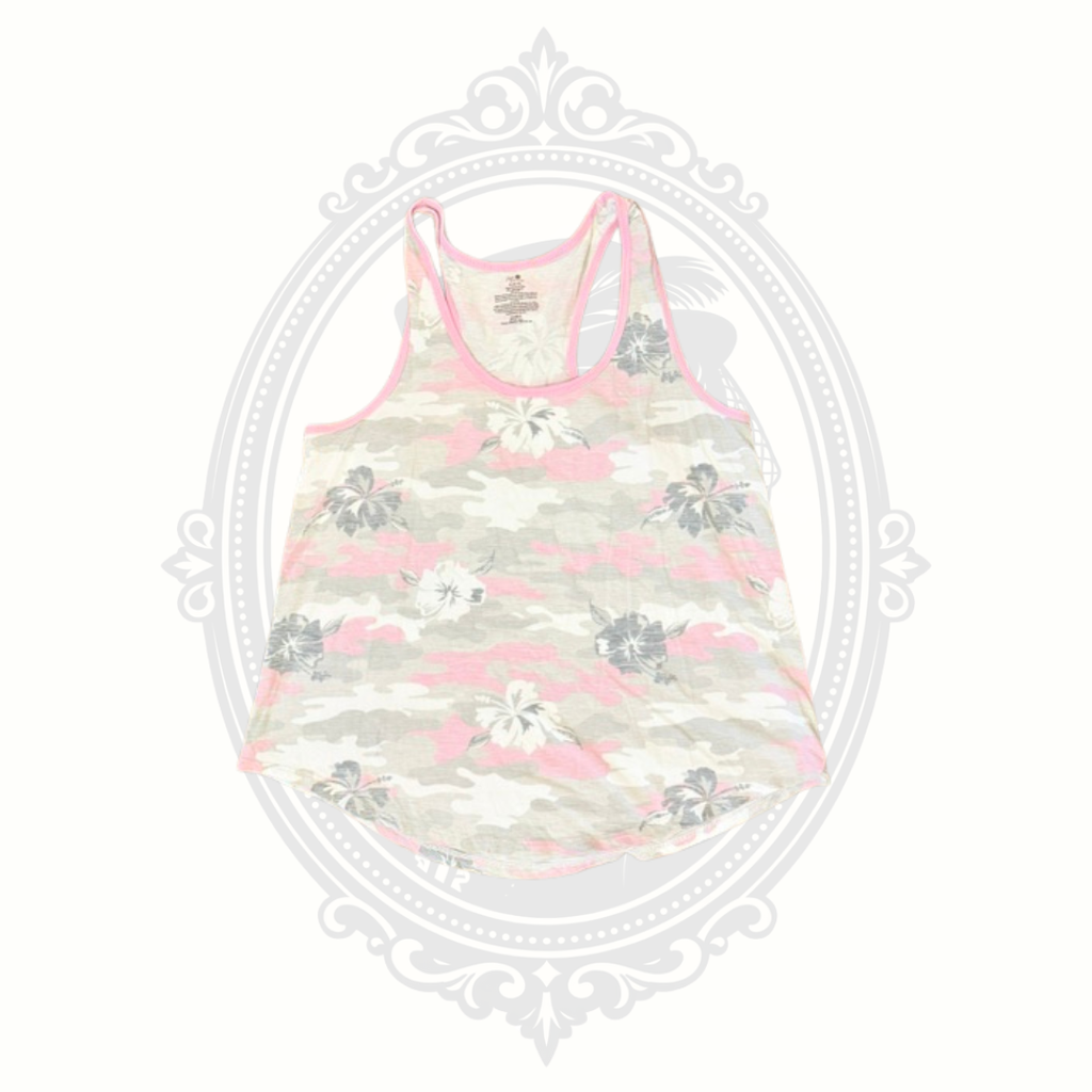 Sweet Pursuit Women's Medium Pink Camo Floral Racerback Tank Top