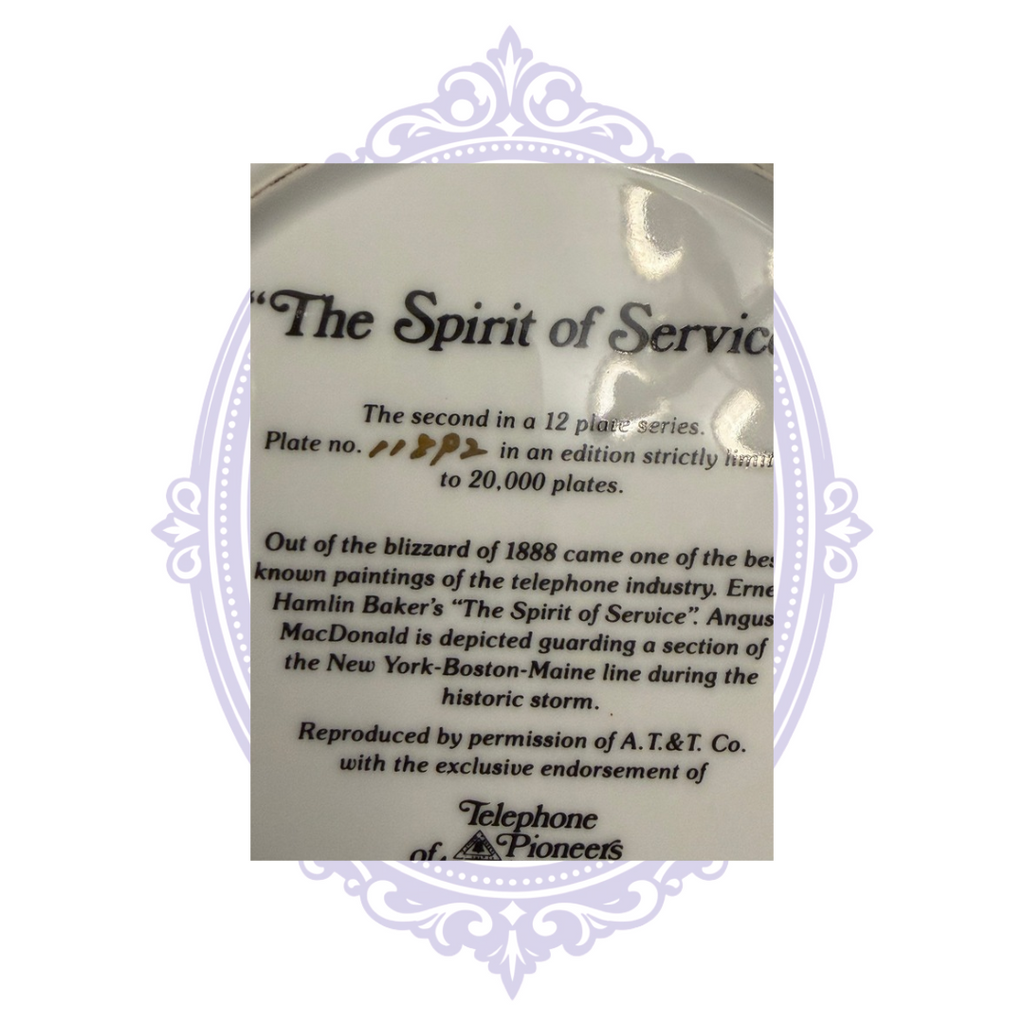 Photograph documenting the diameter of the 1984 Telephone Pioneers of America The Spirit of Service collector plate