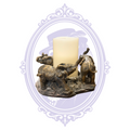 Three elephants bronze-look candle holder view 1