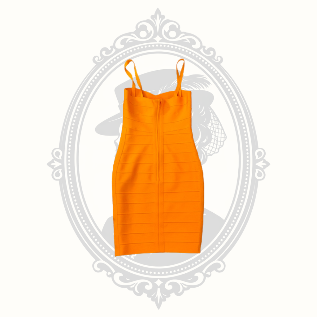 Tiger Mist Orange Bandage Bodycon Cocktail Dress - Women's Small