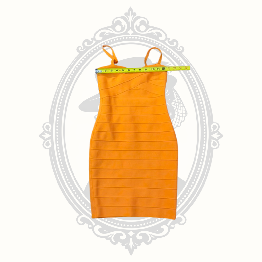Tiger Mist Orange Bandage Bodycon Cocktail Dress - Women's Small