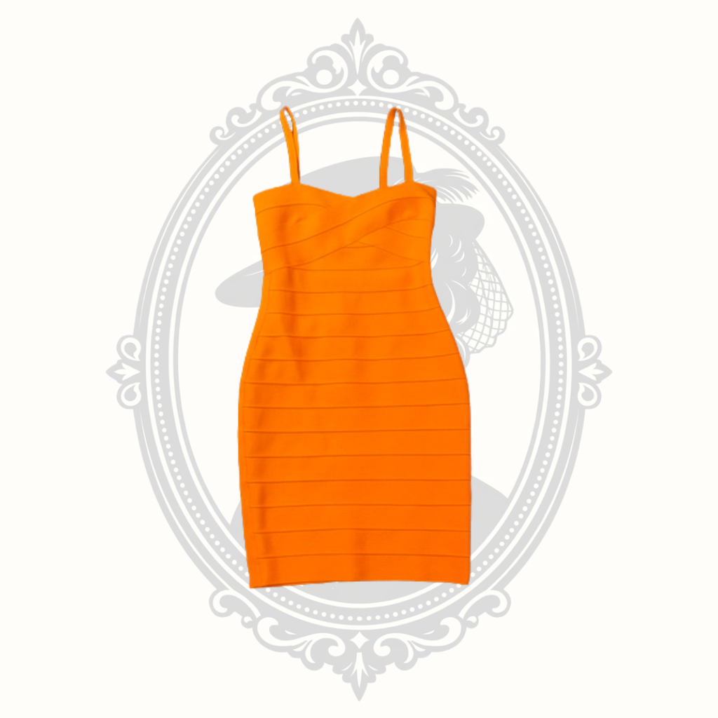 Tiger Mist Orange Bandage Bodycon Cocktail Dress - Women's Small