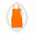 Tiger Mist Orange Bandage Bodycon Cocktail Dress - Women's Small