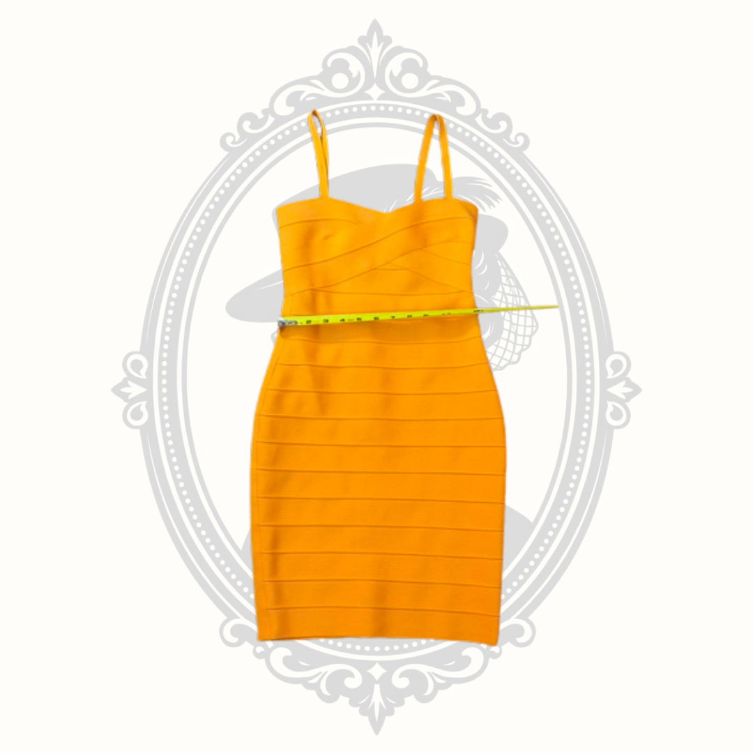 Tiger Mist Orange Bandage Bodycon Cocktail Dress - Women's Small