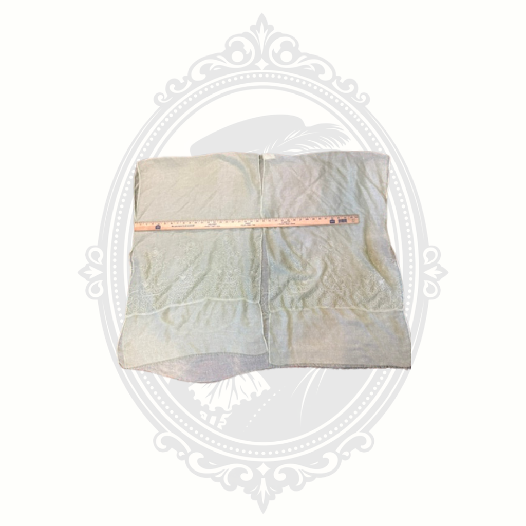 Time and Tru Sage Green Embroidered Lightweight Wrap Scarf S/M